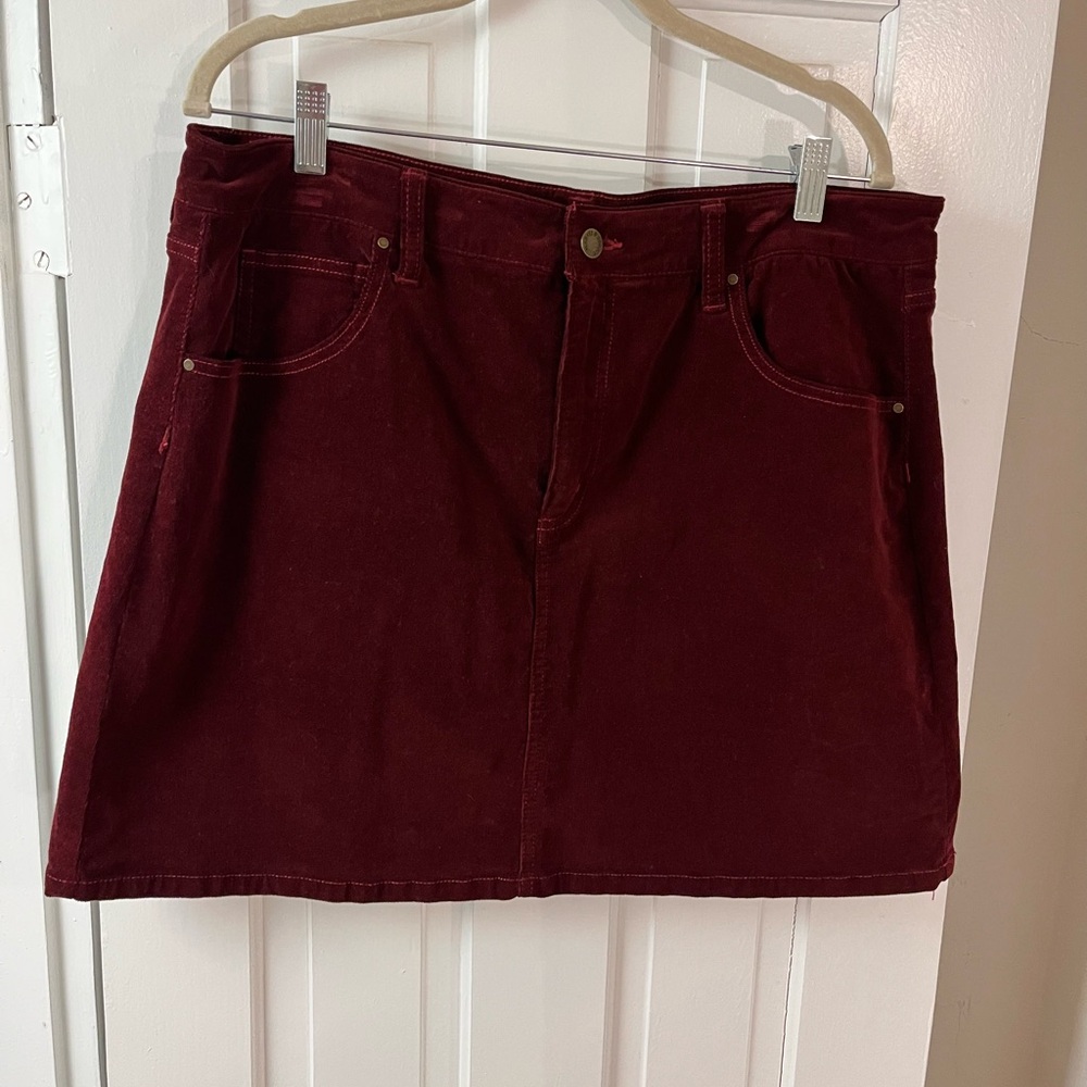 Market & Spruce Deep Burgundy Corduroy Mini Skirt